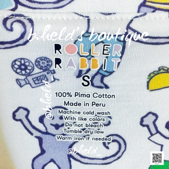 Roller Rabbit LA Monkey Polo Pajamas in White Size Small S Brand New NWT - Picture 8 of 13